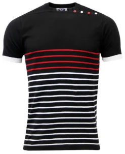 Memphis Retro 60s Mod Atom Neck Breton Jumper (B)