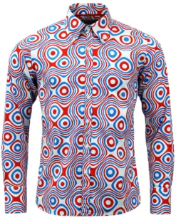 Trip Op Art Mod Big Collar Shirt RL