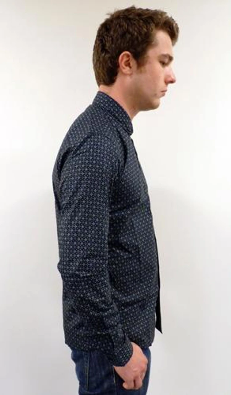 MADCAP 'Clapton' Mens Mod Round Collar Shirt (B) - Image 4