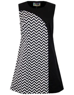 Luna 1960s Mod Zig Zag Panel Dress