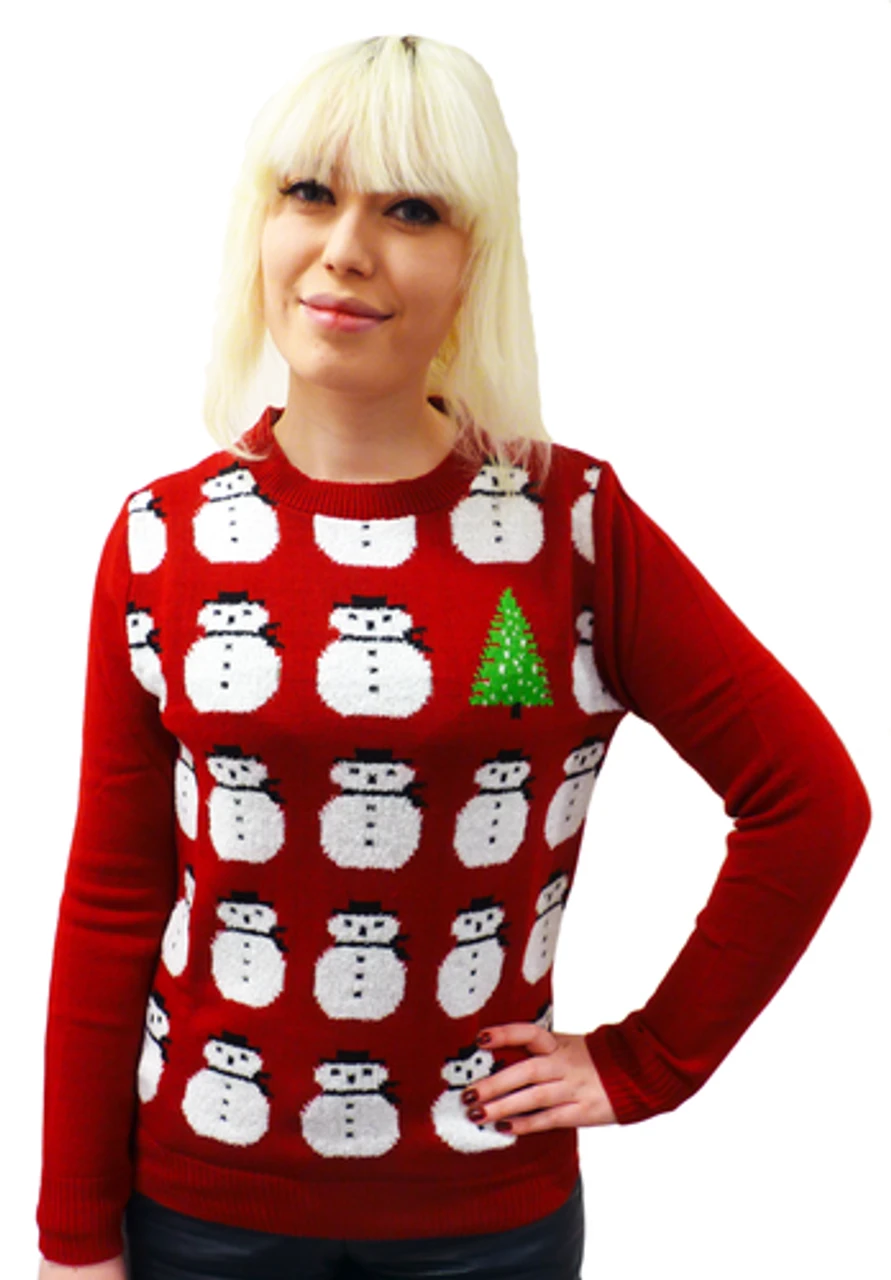 Frosty Retro 70s Indie Snowman Christmas Jumper - Image 4